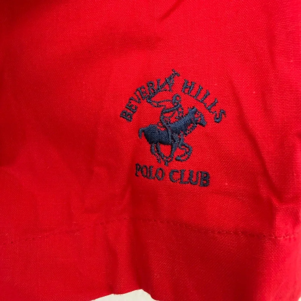 VTG Y2K Beverly Hills Polo Club Swim Trunks Lined Large Deadstock Red White Blue